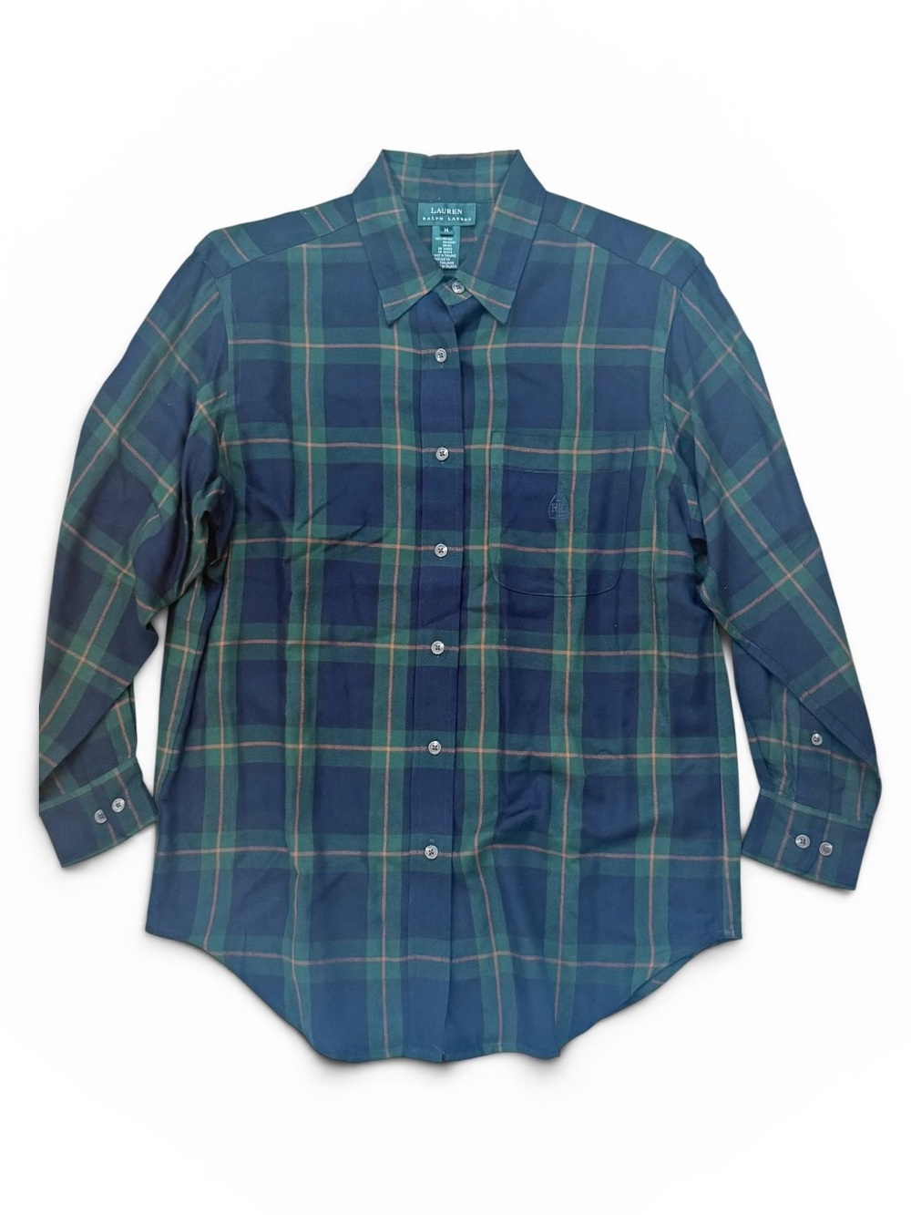 Lauren Ralph Lauren Blue and Green Plaid Casual Men’s Button-Down Shirt